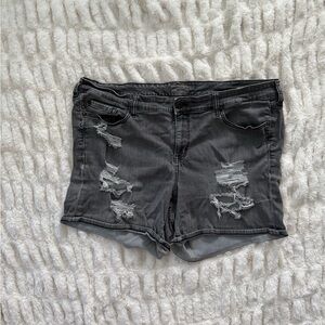 torrid Distressed Black/Gray Denim Shorts